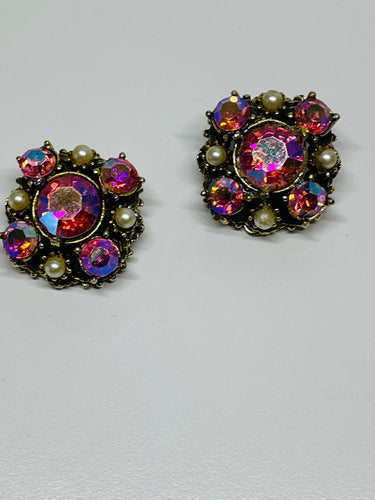 Pink AB Rhinestone Bracelet and Earrings set Devil's Details